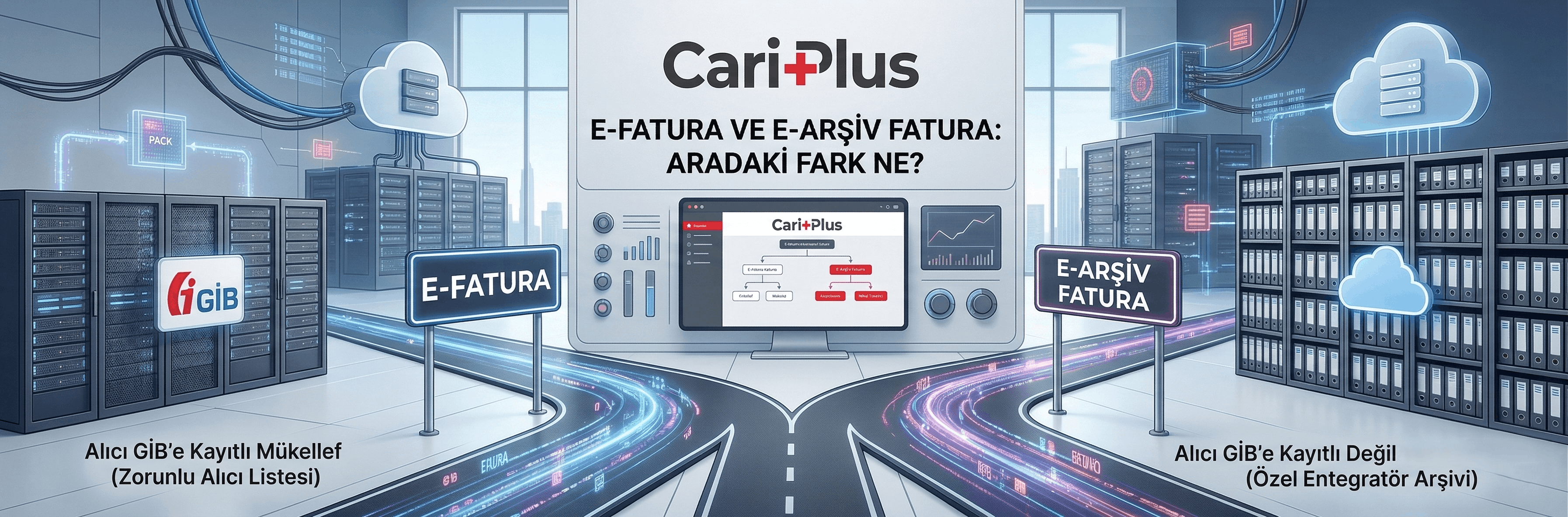 E-Fatura ve E-Arşiv Fatura Arasındaki Fark Nedir? — Cari Plus Blog kapak görseli